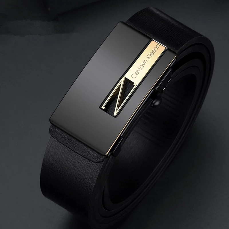 Мужской ремень из натуральной кожи с автоматической пряжкой сплава | Аксессуары