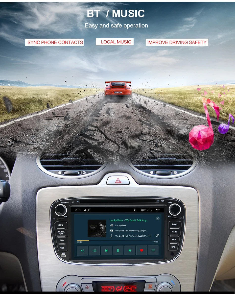 Eunavi 2 Din " Android 9,0 автомобильный dvd-плеер радио онлайн карты gps навигация wifi для Ford focus II Galaxy Transit Tourneo Mondeo