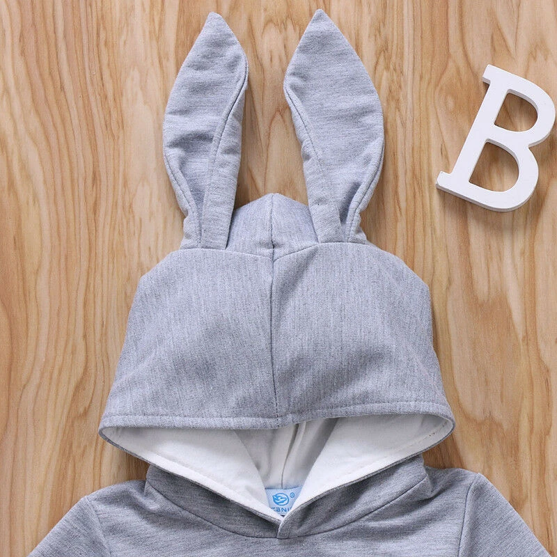 

Newborn Baby Girl Boy Hooded Rabbit Ear Romper Outfits Jumpsuit Clothes