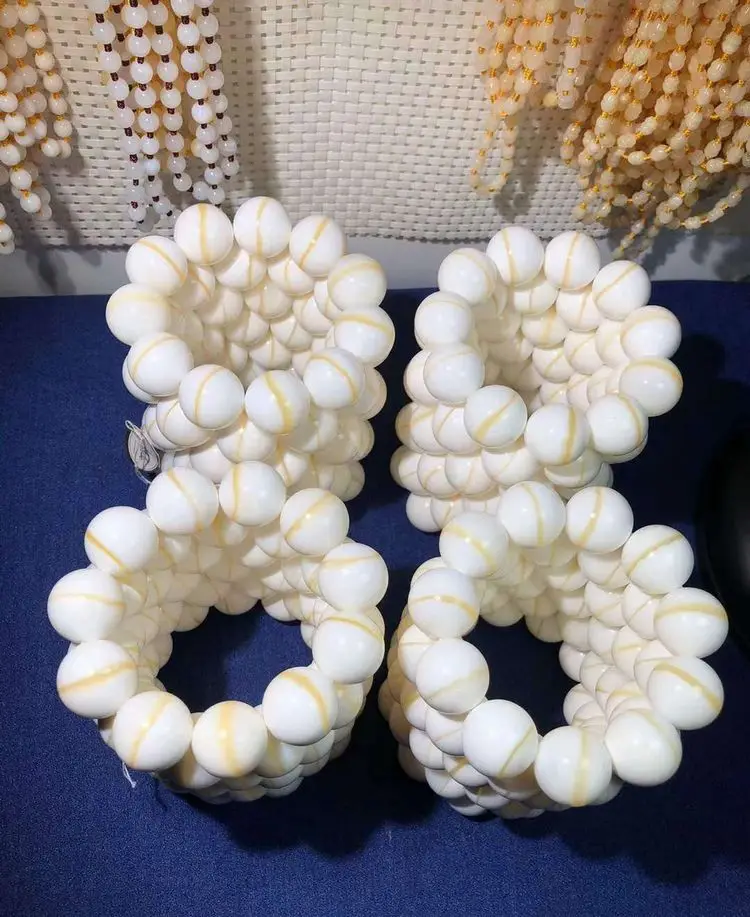16mm Nature Sea tridacna Mala Bead Bangle golden Thread Giant Clam Organic Gems Rosary Churinga | Дом и сад
