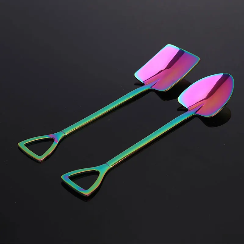 

10 PCS Stainless Steel Shovel Coffee Spoon Set Creative Shovel Dessert Spoon