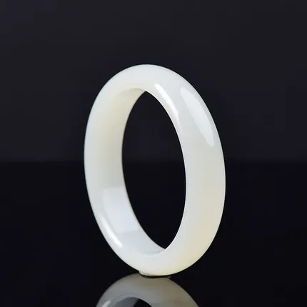 

Zheru Jewelry Natural Hetian Jade White 54-64mm Bracelet Elegant Princess Jewelry Best Gift for Mother and Girlfriend