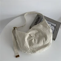 bag womens 2021 new japanese korean shoulder diagonal jiaozi bag twill washed canvas to make old bags
