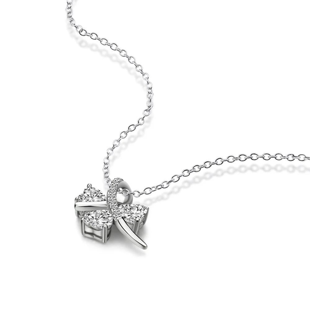 

Women's Clothing & Accessories 925 Sterling Silver Sweet Four Leaf Clover Pendants Necklace Girl Fine Jewelry Zircon Gifts
