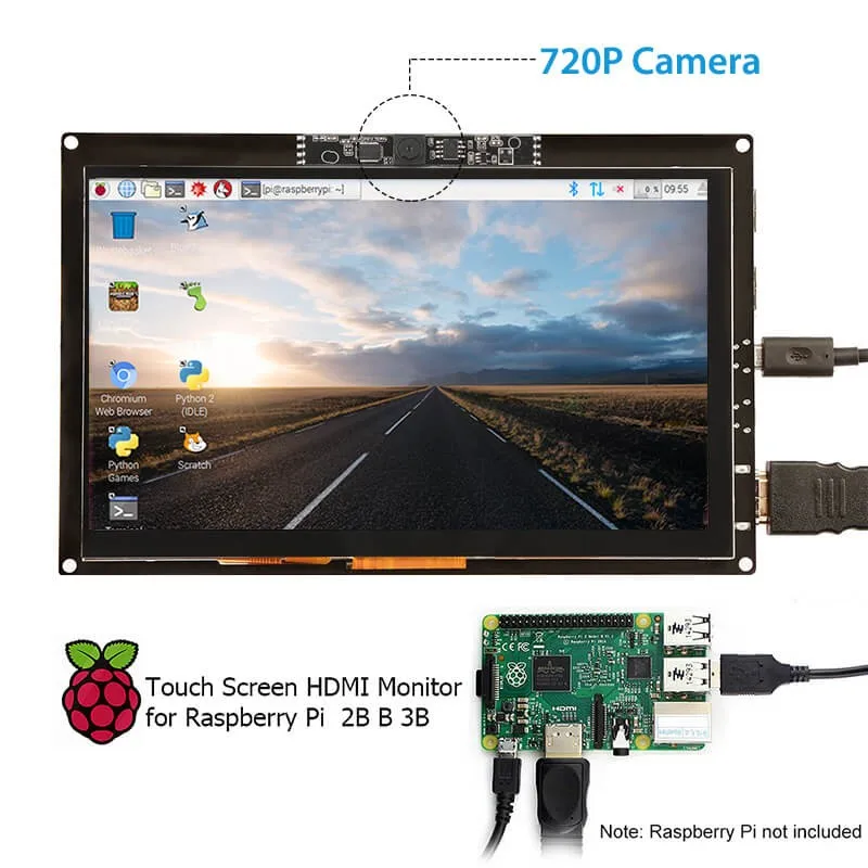 Elecrow 7 дюймов 1024X600 емкостный сенсорный экран с 720P камерой для Raspberry Pi MacBook Pro Windows 10