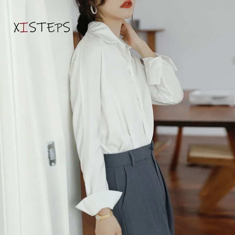 Satin Blouses Shirts For Women 2021 Spring Autumn Female Office Suit Blouses White Black Loose Tops Button Ladies Clothings