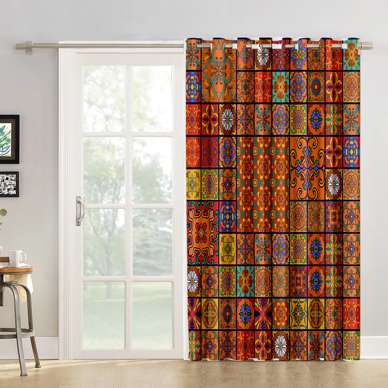 Ретро этнические квадратные узорные комнатные шторы большие оконные жалюзи для