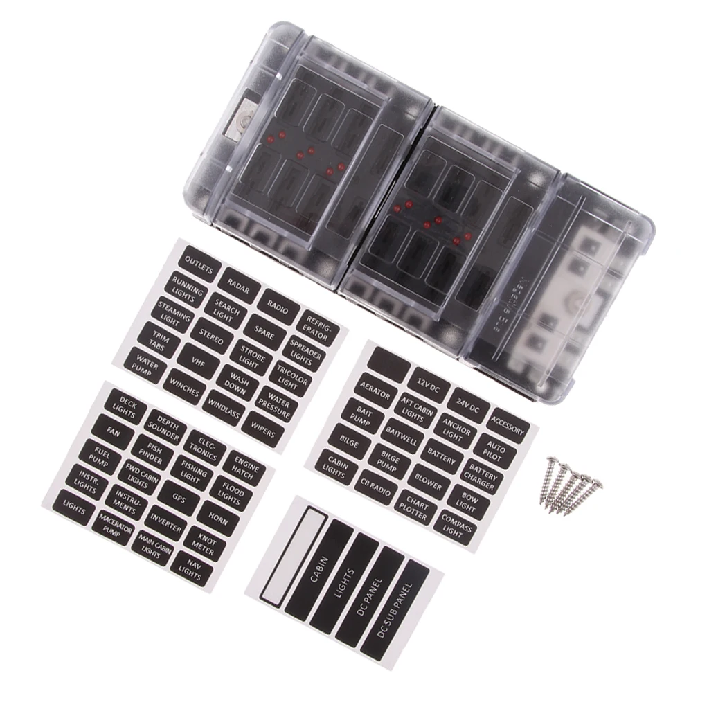 

Marine Boat/RV ATO/ATC ST Blade Fuse Block/Circuit Panel 12 Gang