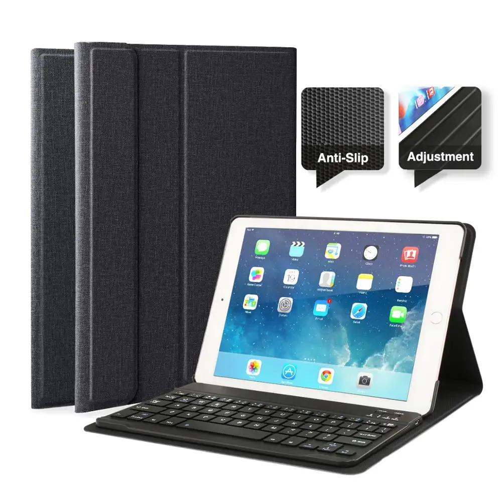 Black Чехол для iPad с клавиатурой для iPad 9," для iPad Pro Air 1 Air 2 9,7, умный чехол с раскладкой клавиатуры qwero/AZERTY - Цвет: Black