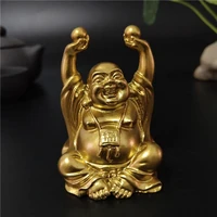 golden laughing buddha statue chinese fengshui maitreya buddha sculpture figurines home garden decoration statues lucky gift