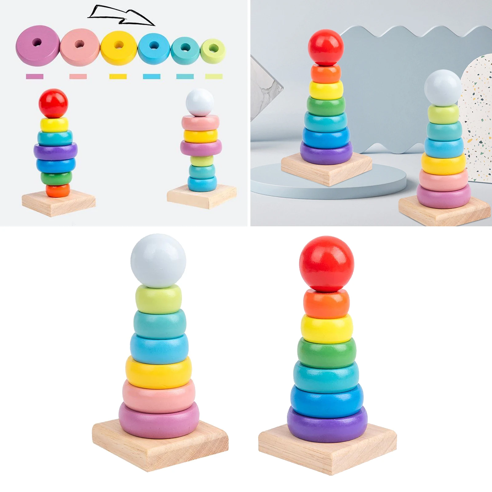 

Colorful Iris Stacking Rings Baby Kids Child Education Stacker Classic Toy