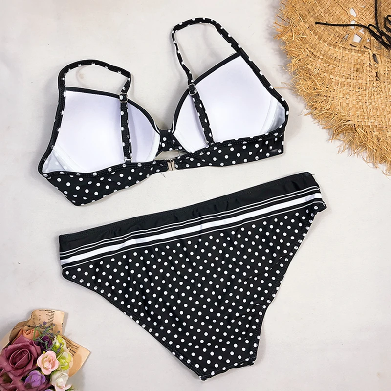 

2021 New Sexy Solid Print Bikinis Women Push Up Swimwear Bandage Swimsuit Bikini Low Waist Bathing Suit Halter Bikinis Suit Swim