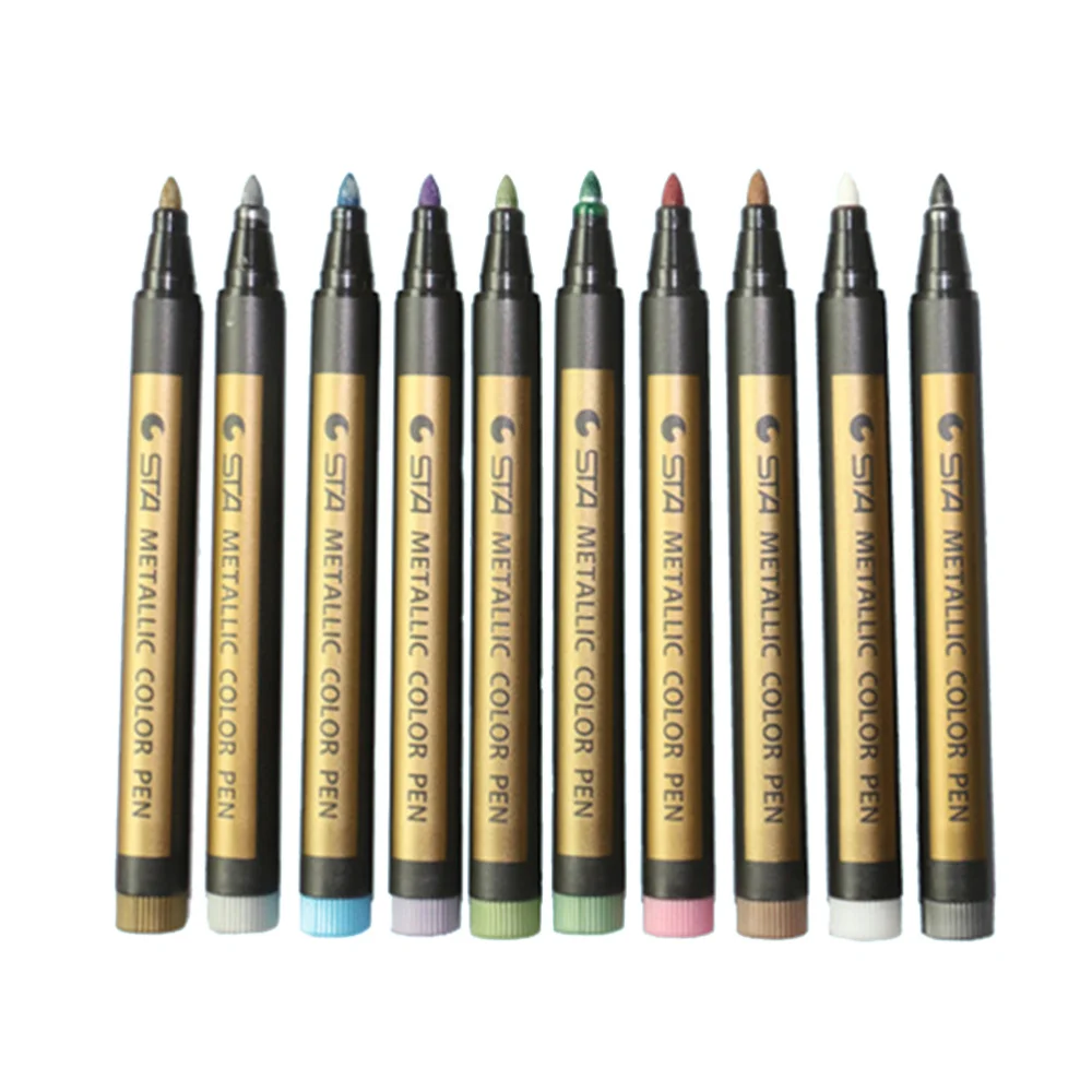 

10PCS Color Metallic Marker Pens Colorful Oil Paint Based Glitter Metal Art Oil Painting Pens Set for Making Ceramic