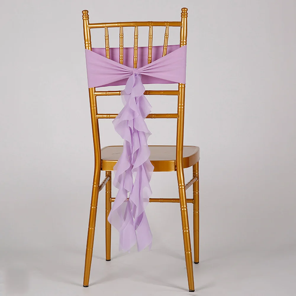 Новая шифоновая эластичная лента на стул с завязками спине воланом для свадьбы