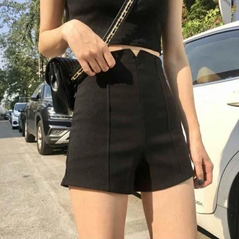 2023 Women's Sexy Stretch High Waist Bodycon Slim  Black Shorts Summer New All-match Skinny Hot Pant Women Y626
