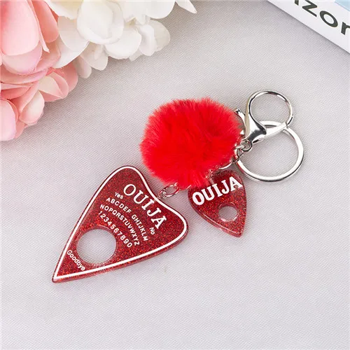 glitter red 1 шт. женский брелок Ouija Planchette блестящая Смола амулеты сумочка брелок с пухом мяч Ouija доска брелок - Цвет: glitter red