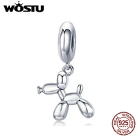 wostu 2019 lovely design 925 sterling balloon dog dangles charms fit bracelet necklace pendant original fashion jewelry cqc981