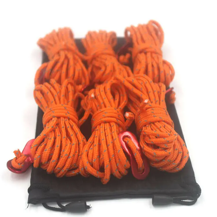 

6 Reflective Canopy Tent Rope Guy Line Camping Cord Outdoor Tool With Buckle 4m