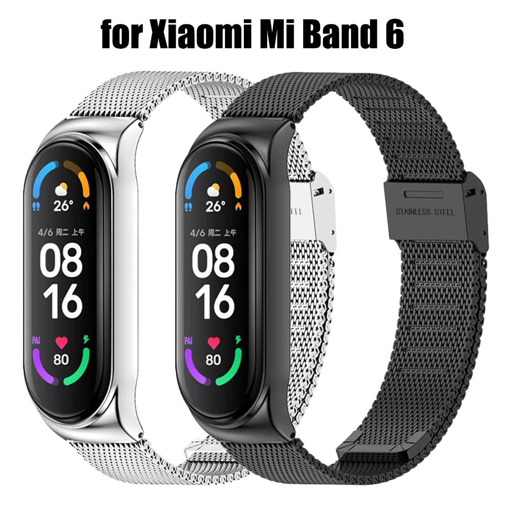 

For Xiaomi Mi Band 6 Strap Bracelet Stainless Steel Watchband Metal Bands xaomi xiomi xiami xioami Miband Band6 Mi6 Straps