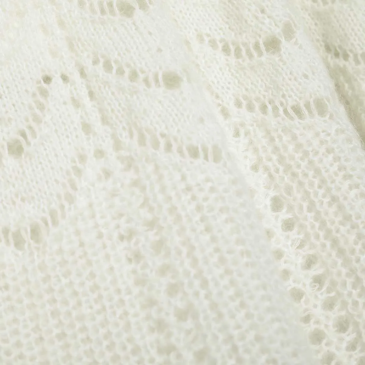 

White Mohair And Wool Knitted Sweater Women Autumn Hollow Out Lantern Sleeve Round Neck Pullover Casual Vintage Soft Jumper 2020
