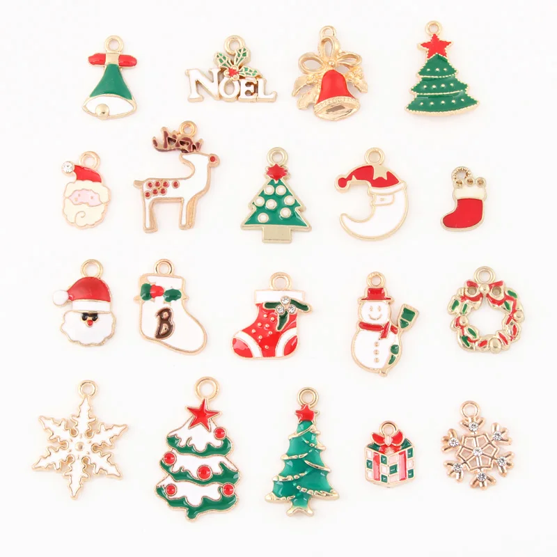 19 шт смесь мульти разноцветной эмалью Рождественские Подвески носки со