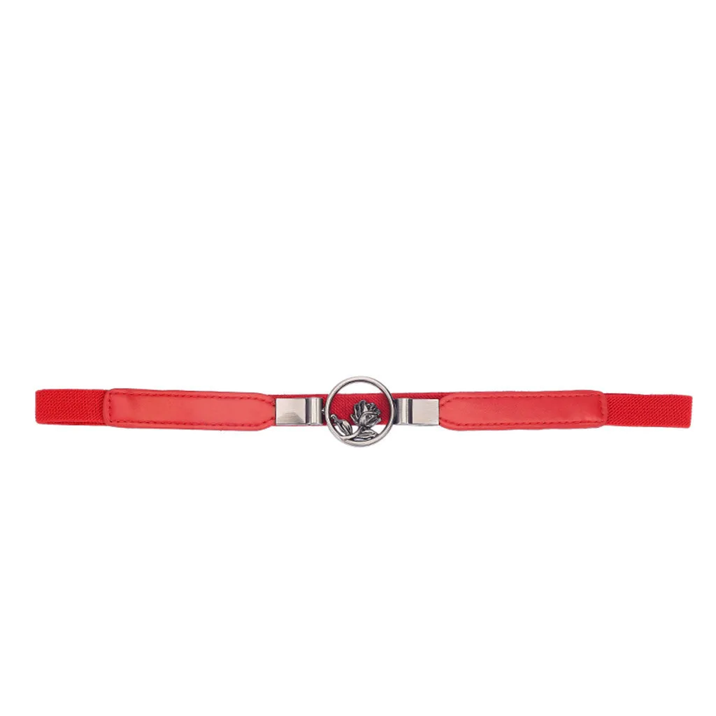 

Drop Shipping PU Leather Belt For Women Fashion Waist Belt Narrow Stretch Dress Belt Thin Buckle Leather Waistband 2021