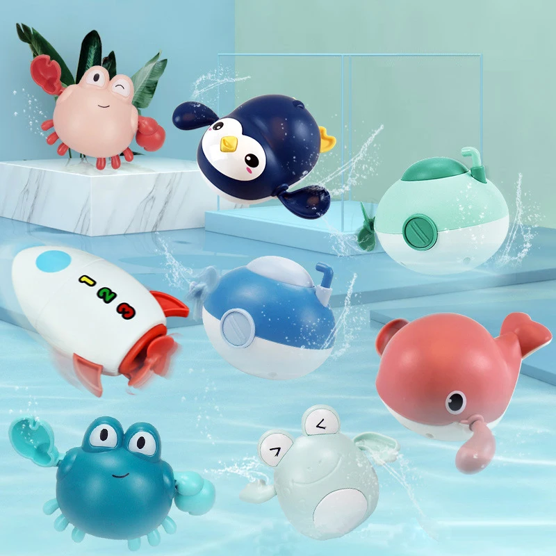 Baby Bath Toys Funny Mixed Random Animals Duck Toddler Water Beach Toys Swimming Pool Toys for Kids Chain Clockwork Kids Toy baby bath toys duck clockwork educational toys swim bathing kids water swimming chain shower toy gift for newborn baby wholesale