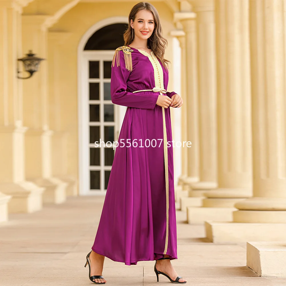 Женский Шелковый пеньюар-абайя длинный исламский пеньюар ручной работы с