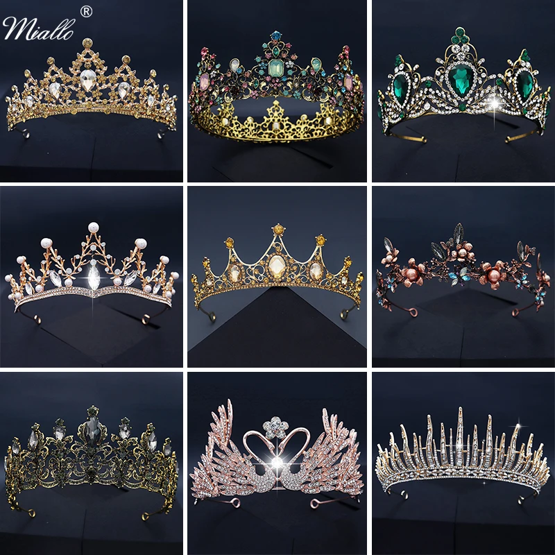 

Miallo Crystal Crown Gold Tiaras and Crowns for Women Accessories Bridal Wedding Hair Jewelry Rhinestone Party Headpiece Gift