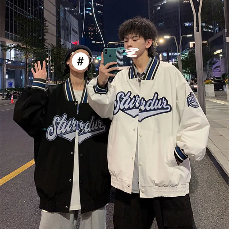 

Куртка Женская бейсбольная с принтом, свободная универсальная уличная одежда в Корейском стиле, в стиле хип-хоп, жакет для пар, весна-осень