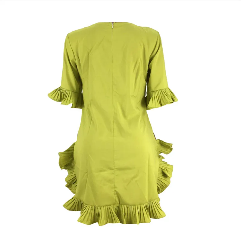 

Women Summer Streetwear Ruffles Drape Dress 2020 Fashion Ladies Short Sleeve Beach Holiday Elegant Mini Dress S-3XL