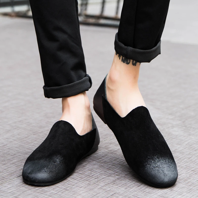 Мужские повседневные летние туфли дышащие легкие для вождения удобные кожаные