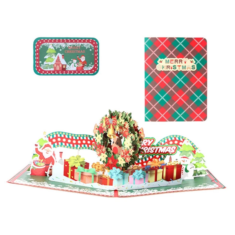 

Merry Christmas 3D Greeting Card Popup Folding Greeting Card Creative Unique Invitation Card Envelope Christmas Greeting Card