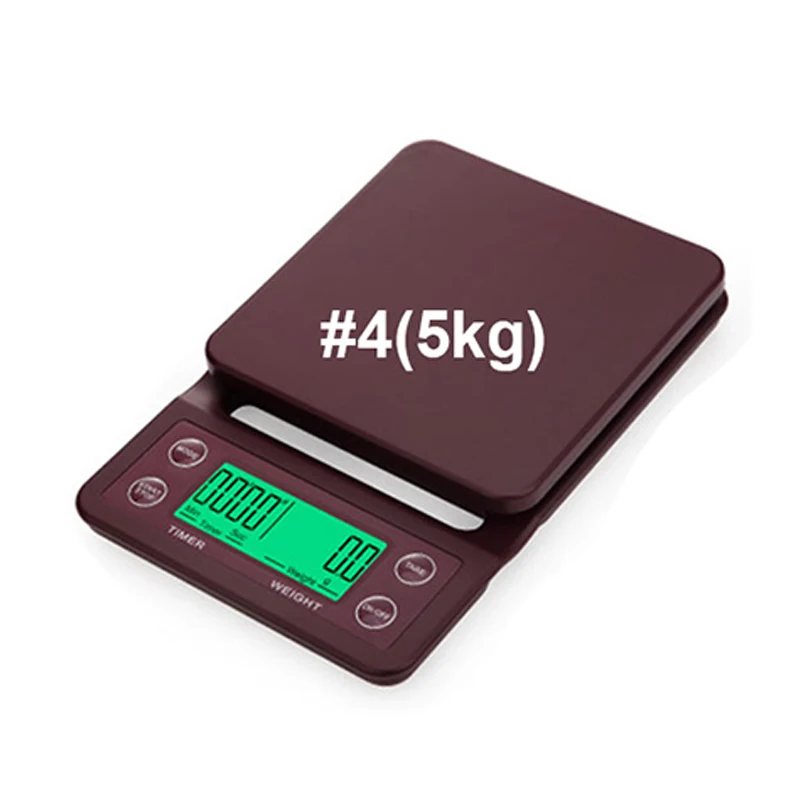 Wine Red 5KG ЖК-дисплей цифровой Вес Кофе весы Портативный Мини Баланс Электронный таймер Кухня Кофе Еда весы чёрный; коричневый 3 кг принимает массу весом до 5 кг/0,1 г - Цвет: Wine Red 5KG