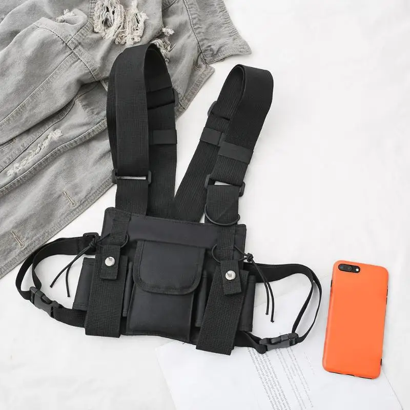 

Fashion Nylon Chest Rig Bag Solid Chest Waist Bag Functional Unisex Nylon Waistcoat Cross Tactical Harness Shoulder Bags