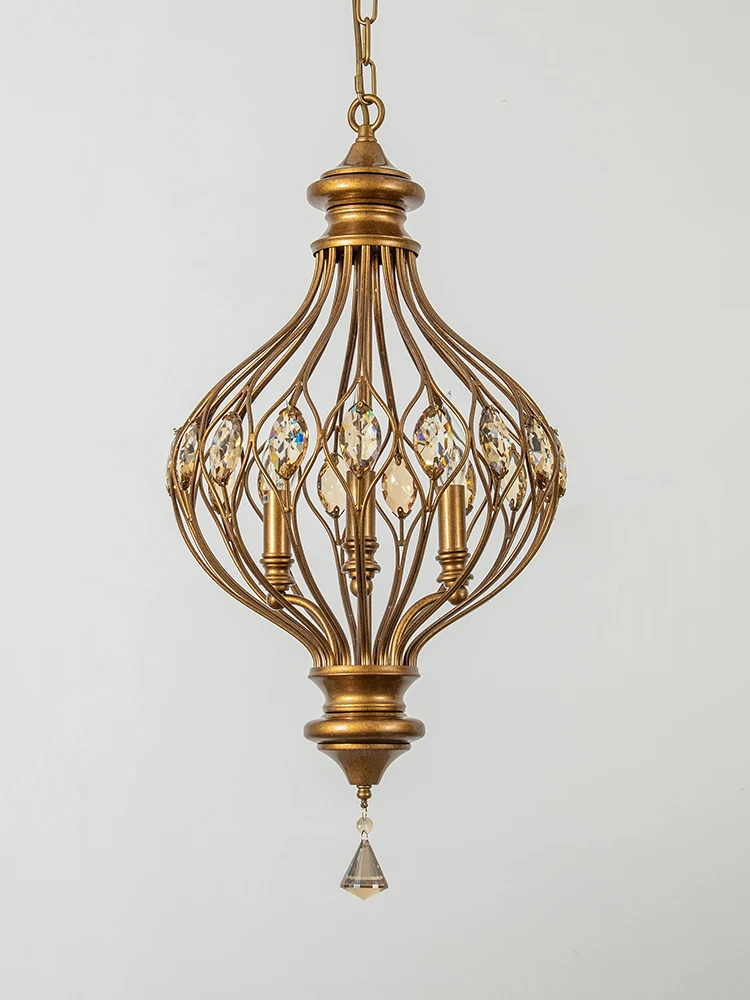 Koop Land Kroonluchter Crystal Restaurant Lamp Trappenhuis Gangpad Lamp Eenvoudige Garderobe Slaapkamer Lantaarn Lamp