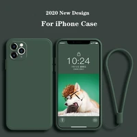 soft protector case for iphone xr xs max x 7 8 6s plus se2 2020 luxury liquid silicone case for iphone 11 pro max 12 with strap