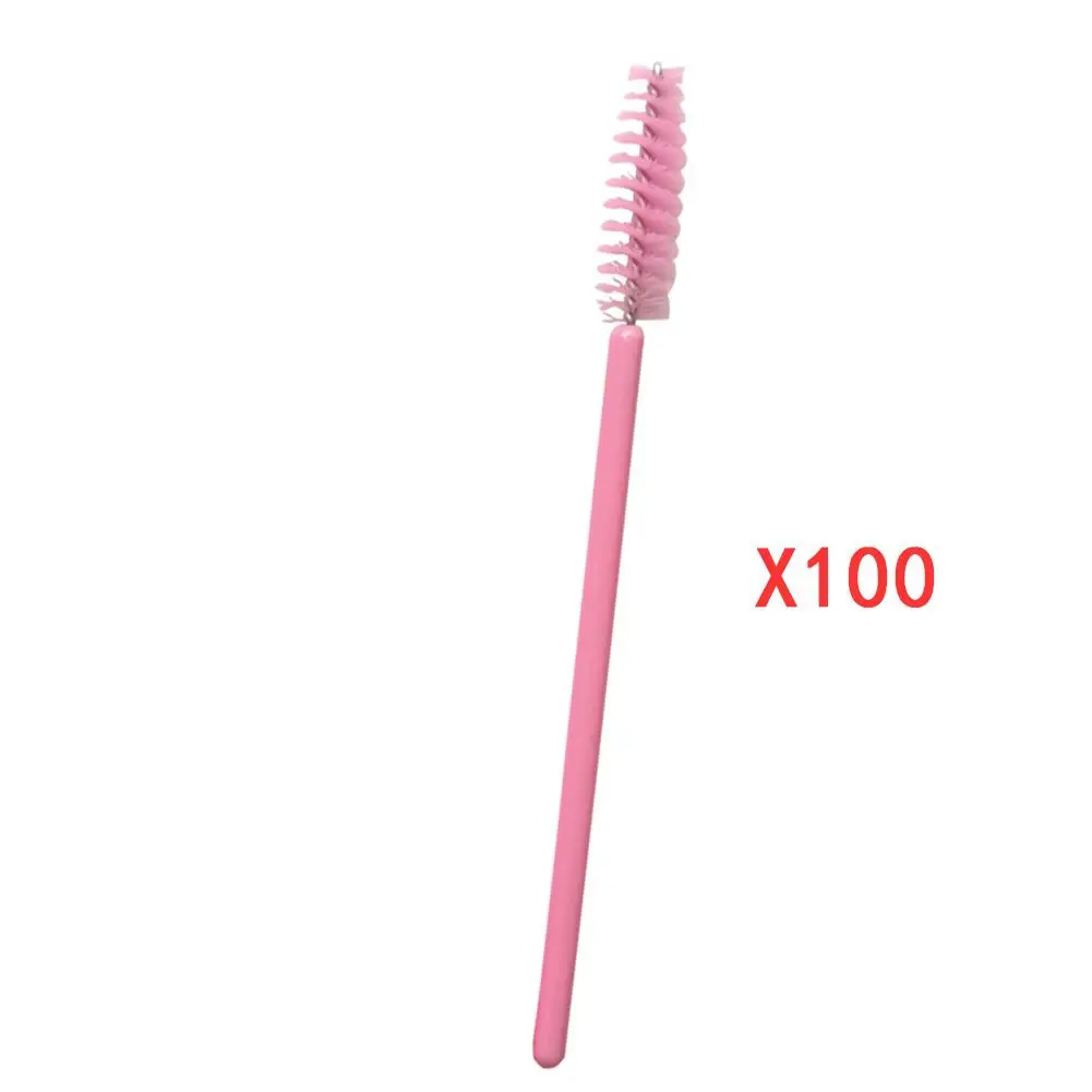 Pink 100 шт щетка для ресниц Макияж щеточки Одноразовые Тушь для ресниц палочки аппликаторы для ресниц косметические кисти макияж инструменты 40 - Handle Color: Pink