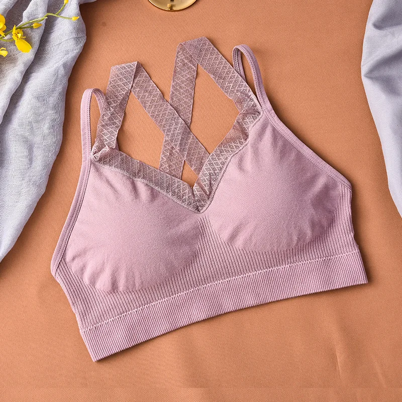 

SALSPOR Women Bra Seamless Solid Sexy V-Neck Bralette Top Backless Push Up Sport Bra Comfortable Female Lingerie