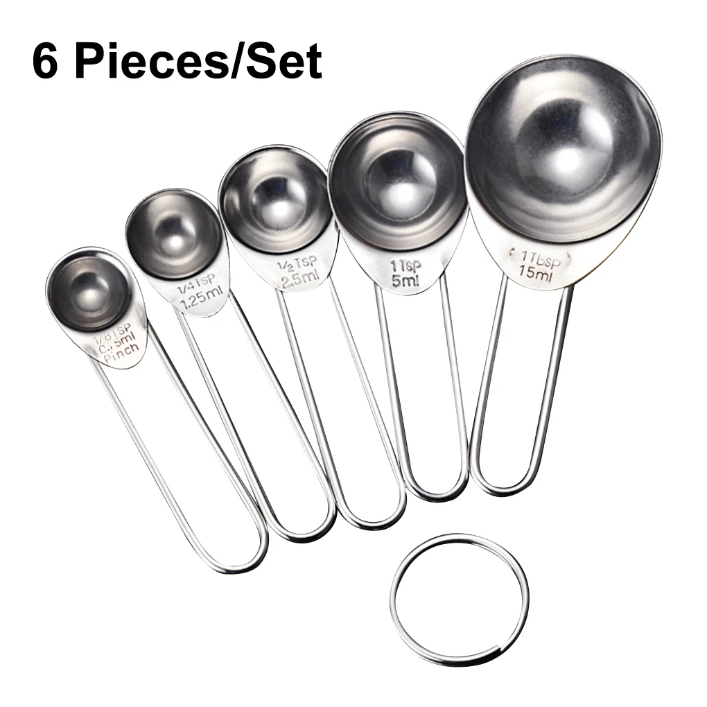 

5pcs/set Non-rusting Stainless Steel Measuring Spoons Powder Scales Stackable Scoops Stainleess Handled Coffee Sugar Tools