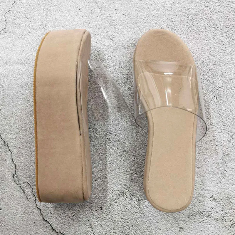 

Waterproof Thick Bottom Women Summer Shoes Fashion Transparent Colorful High Heels Female Platform Sandals Plus Size 41
