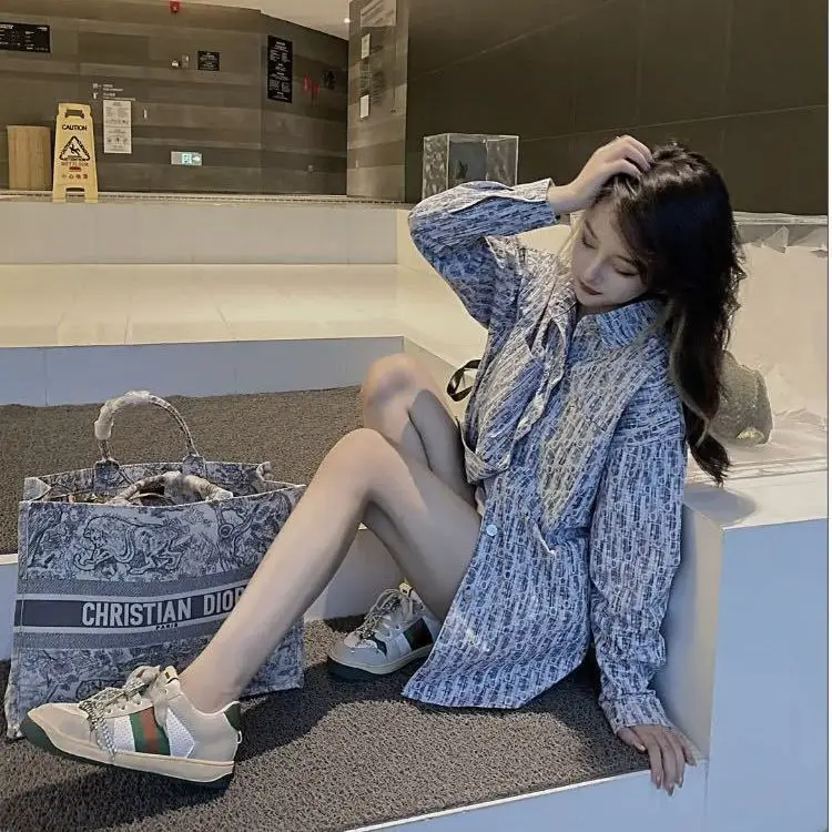 

2021 Spring Series New Long Sleeve Shirt Coat Net Red Same Letter Versatile Print Shirt Cardigan Female Student