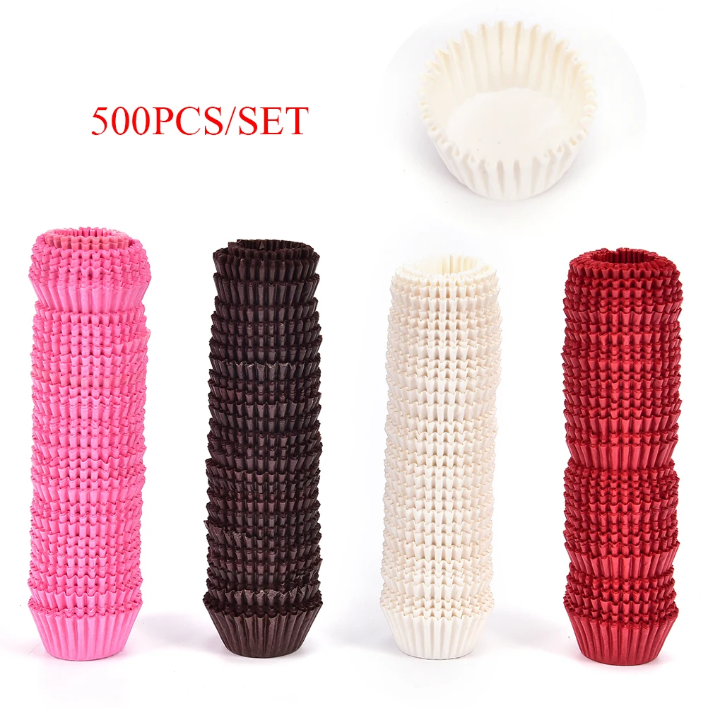 500PCS Mini Chocalate Paper Liners Baking Cupcake Cases Muffin Cake Tray Mould Oil-proof Backing Tool