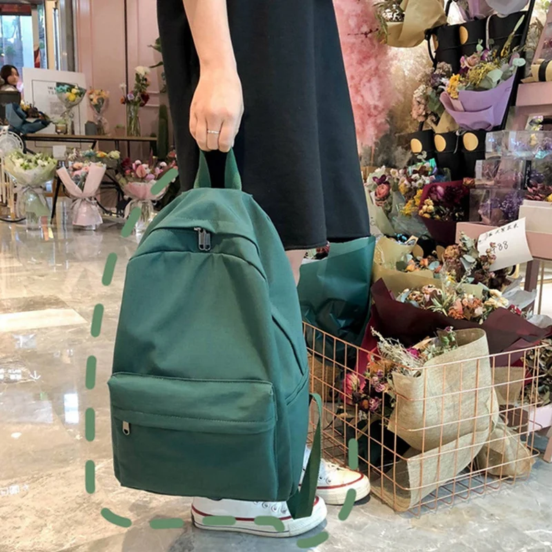

2Pcs Women's Waterproof Backpack Ladies Shoulder Bag Fashion School Bag Green & Black