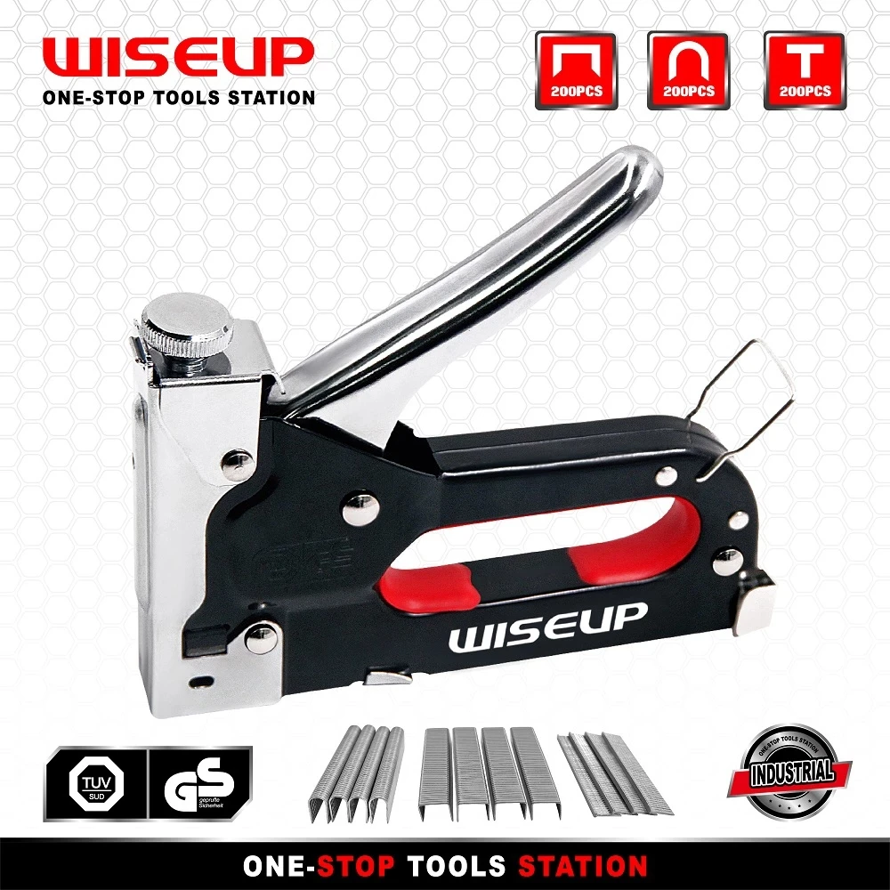 WISEUP 3 In 1 Nail Gun DIY Furniture Construction Stapler Upholstery Staple Gun With 600 Staples Home Decor Carpentry Tools