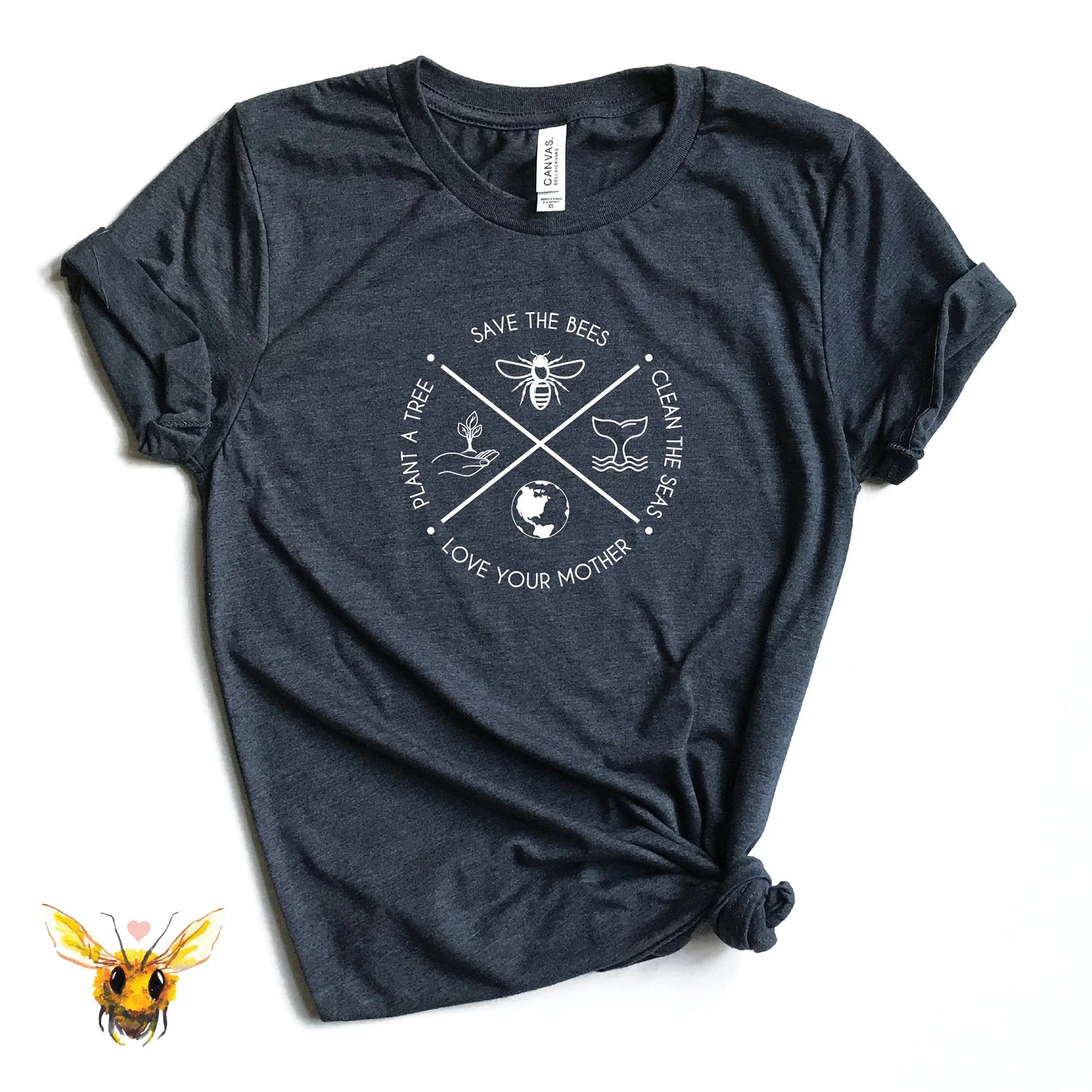 

Save The Bees, Plant More Trees, Clean The Seas, Vegan Gift, Earth Day Shirt