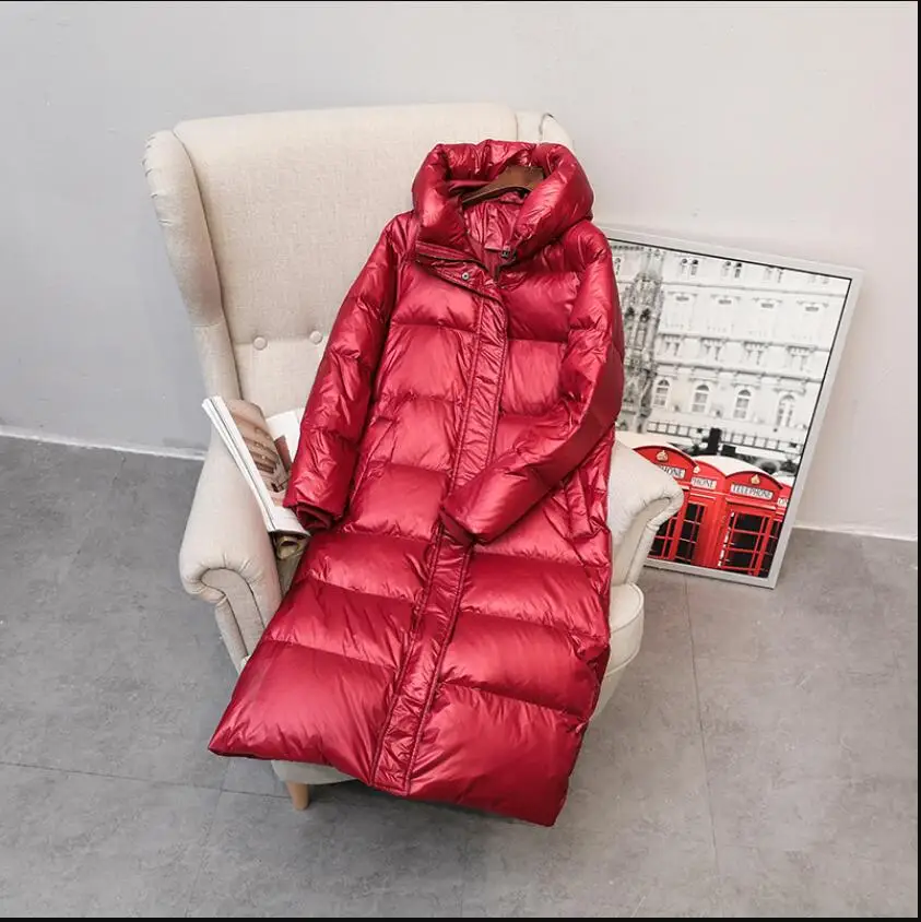 hiver manteau femme s Long vers le bas Parka bluc canard vers le bas veste chaude epaisse veste manteau femme A capuche непроницаемая одежда pardessus - Цвет: Красный
