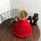 Шапка шерстяная вязаная, с помпоном, крупные линии, разные цвета, для зимы, наружная теплая шляпа