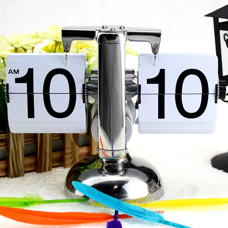 Винтажные автоматические Настольные часы Раскладушки с орнаментом белого и