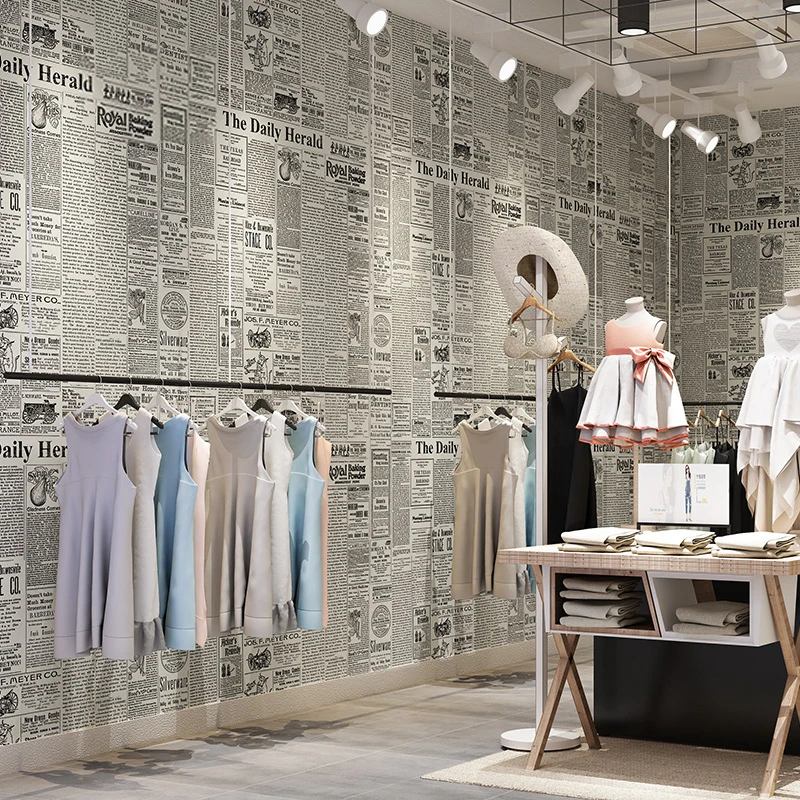 Ретро ностальгические обои с английскими буквами газетами для кабинета